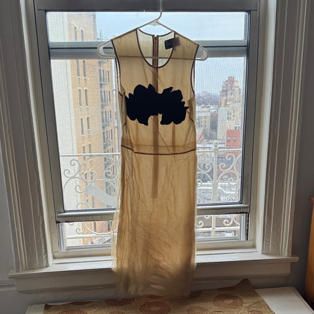 Simone Rocha Gold Dress with Black Appliqué